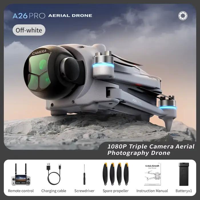 Drone A26 PRO avec caméra 4K HD, WIFI 5G, GPS, FPV, UAV, télécommande LCD 4,5 pouces, quadricoptère 