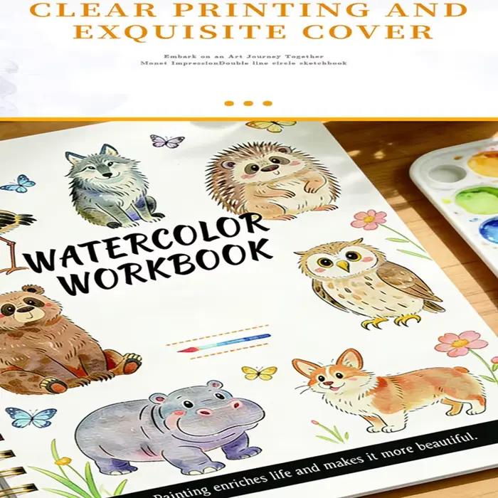 Carnet de peinture aquarelle pour débutants et passionnés – Guide d'artiste – Cahier à spirale – Papier épais – Couverture animaux marins – Aquarelle