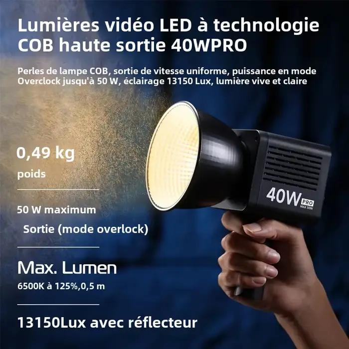 Lumière Ulanzi L023 40W Pro Portable LED Video Light Bi-Color COB Photographic Studio Light 2500K-6500K 3400mAh Occasions Spéciales Video Streaming Photography