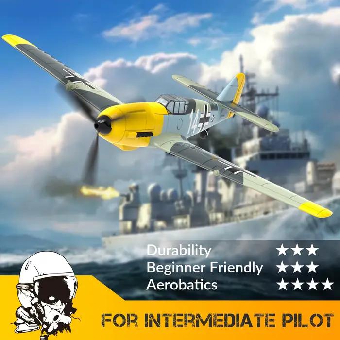 VOLANTEXRC BF 109 Avion télécommandé 4 canaux prêt à voler pour les débutants avec système de stabilisation Xpilot (761-11) RTF