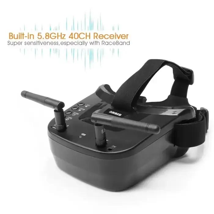 Lunettes FPV VR009 5.8G 40CH 3 pouces 480x320 HD DVR Diversity pour Drone de Course RC et Caméra Quadricoptère