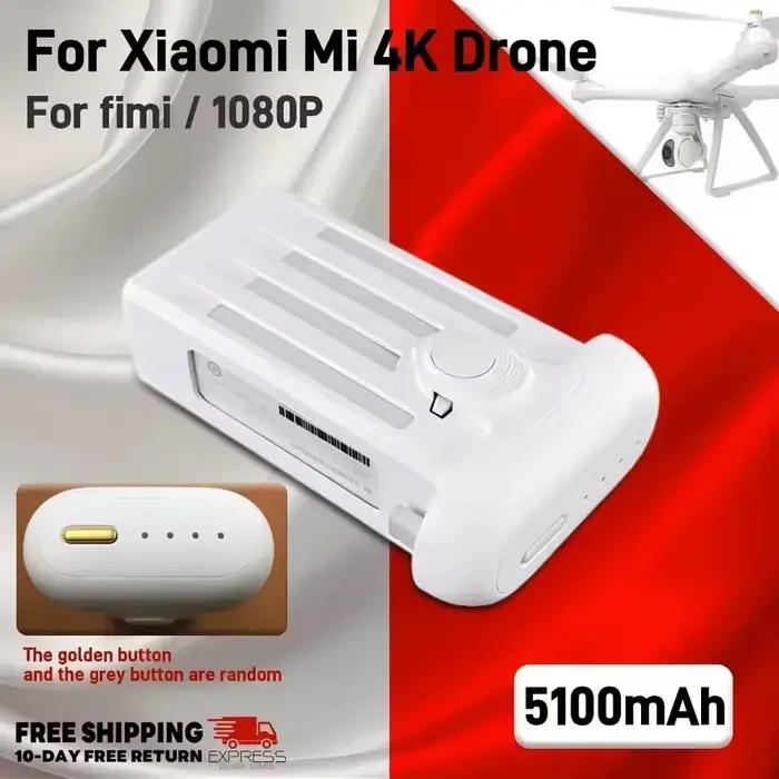 Batteries intelligentes pour drone Xiao-mi Mi 4K 5100mAh | Idéal pour Fimi 1080P RC avec bouton or/blanc/gris