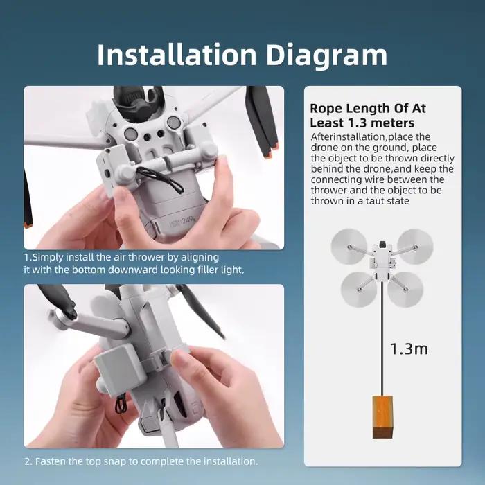 BRDRC Airdrop système lanceur pour DJI Mini 3/3 Pro livraison publicité appât de pêche lancer cadeaux Drone