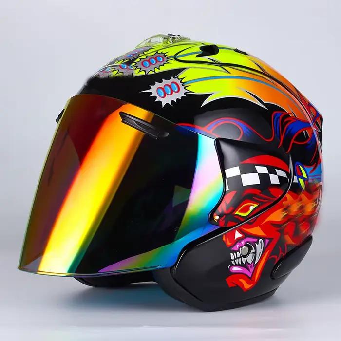 Casque de moto de course à visage ouvert Ram3 Russell demi-casque femmes et hommes saison d'été Casque de sécurité Casque Casco approuvé ECE