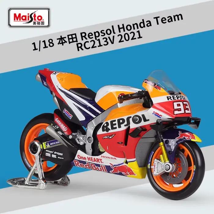 Maisto 1:18 Honda Rc213v Voiture de course 2021 moto Gp # 44 # Modèle de moto en alliage d'imitation de course, jouet fini, Collection cadeau, 93