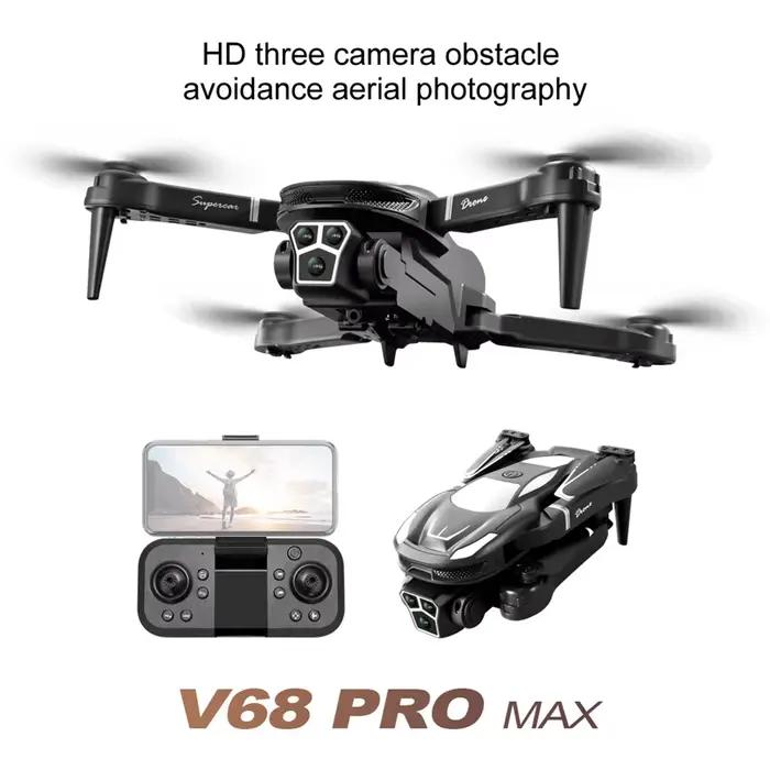 Drone professionnel V68 à trois caméras 8K Drone d'évitement d'obstacles d'aviation haute définition quadrirotor RTF pour la photographie aérienne intérieure et extérieure, exploration et divertissement familial