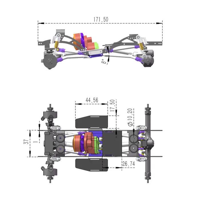 MEUS RACING SCX24 LCG châssis TC4 cadre en titane pour mises à niveau sur chenilles Axial