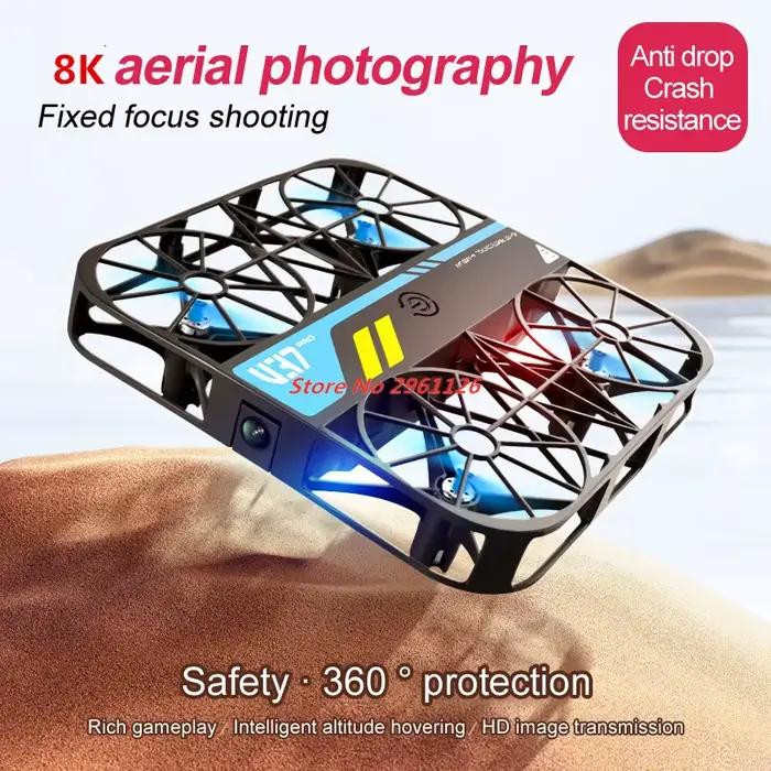 Mini drone RC 8K 2.4G avec gyroscope 6 axes, Wifi FPV, caméra HD 8K, structure anti-choc 3D, maintien d'altitude, prêt à l'emploi, pour amoureux de la nature et des nouvelles technologies