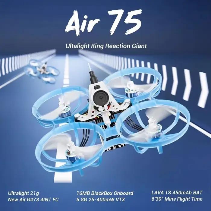 Drone RC Air75 ELRS 2.4G 5IN1 FC 1S sans brosse Whoop Quadcopter prêt à l'emploi pour vols intérieurs et extérieurs, idéal pour les débutants et les amateurs de technologie