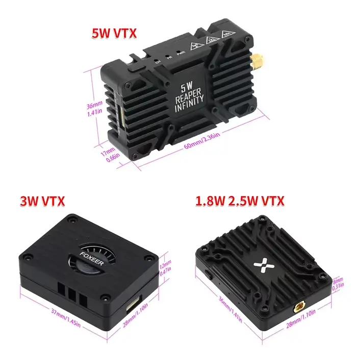 Émetteur longue portée Foxeer Reaper Extreme Infinity VTX 2.5W 3W 5W 10W pour drone FPV