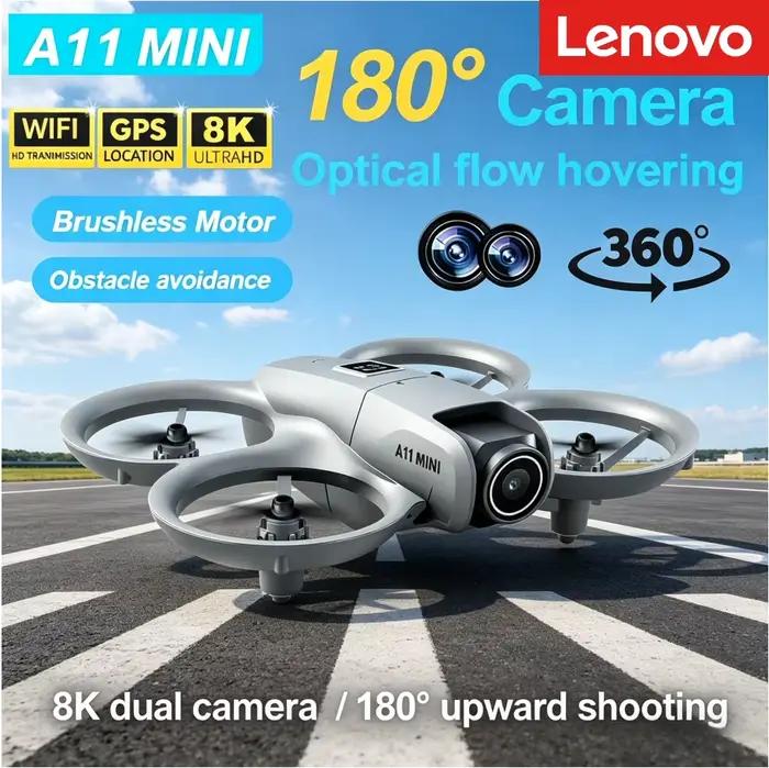 Mini Drone Lenovo A11 avec Caméra HD 4K 8K, Moteur Sans Balais, Positionnement par Flux Optique, Portée FPV RC 3000M - Drone Aérien Pour Débutants et Cadeau Élégant