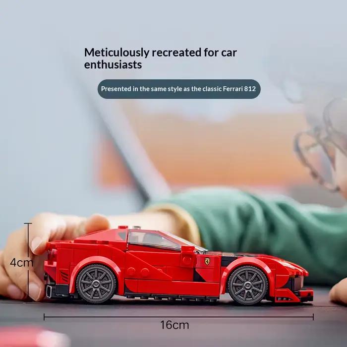 Ensemble de briques LEGO Super Racing Series 76914 Ferrari 812 Competizione Sports Car, décoration de bureau, collection de loisirs, jouet populaire