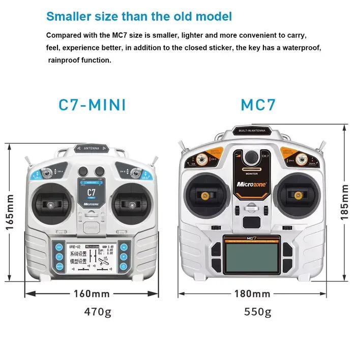 C7 MINI MC7 2.4G transmetteur de contrôleur avec système Radio récepteur MC8RE pour avion RC Drone hélicoptère