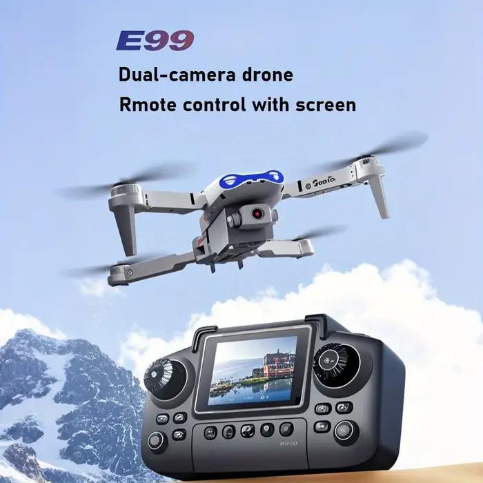Nouveau Drone à distance avec écran 2026 E99 | Double caméra HD FPV en temps réel | Cadeau de festival photo de
