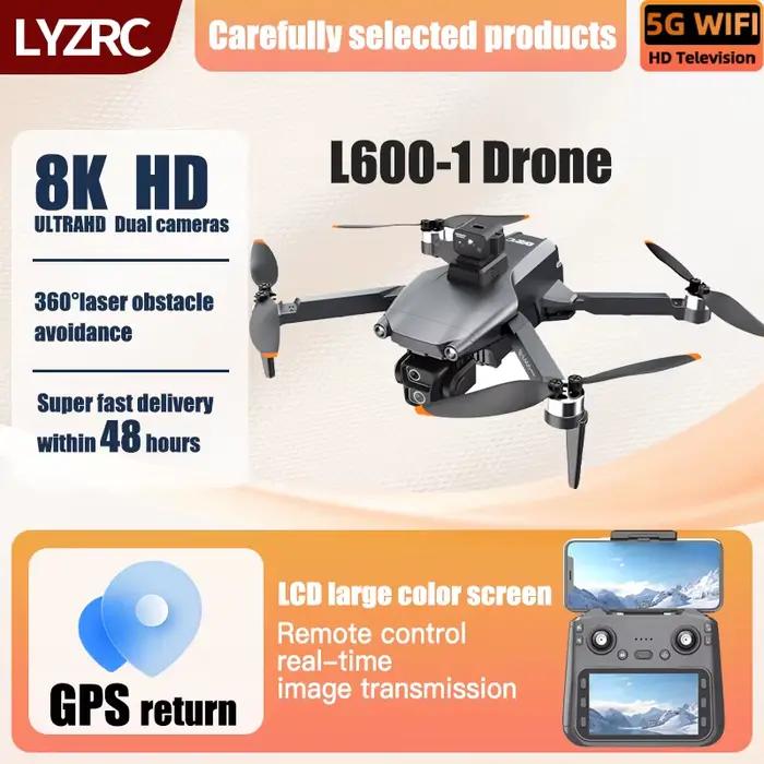 LYZRC L600-1 MAX GPS Drone professionnel 8K HD caméra WIFI 360 ° Évitement d'obstacles laser grand écran pliable Rc