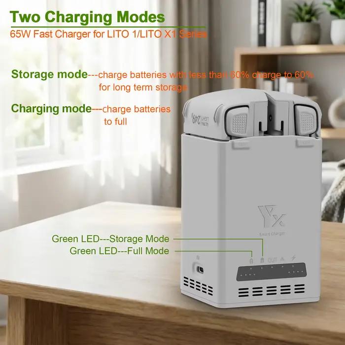 Station de charge double intelligente pour DJI Lito 1 Lito X1 accessoire de drone avec charge rapide et mode de stockage sécurisé pour vols réguliers et voyages