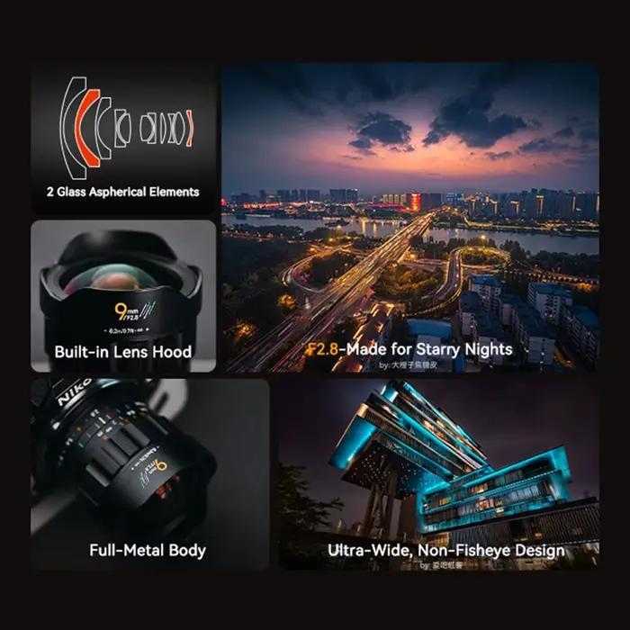 Objectif d'appareil photo ultra grand angle AstrHori 9 mm F2.8 APS-C pour la photographie de rue avec Sony E Nikon Z Canon RF Fujifilm X M43