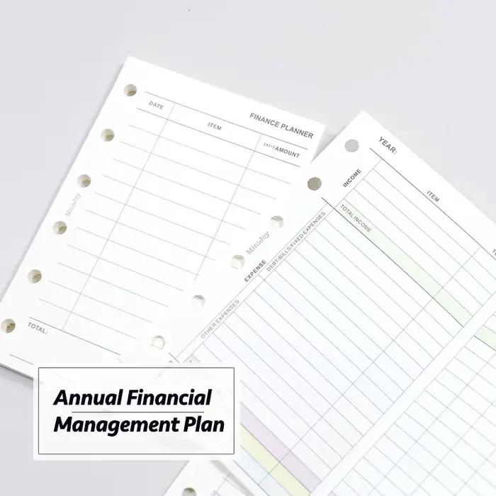 Fromthenon A6 A7 Plan de gestion financière annuelle activité de comptabilité de base Page de remplacement fournitures d'enregistrement d'écriture de base