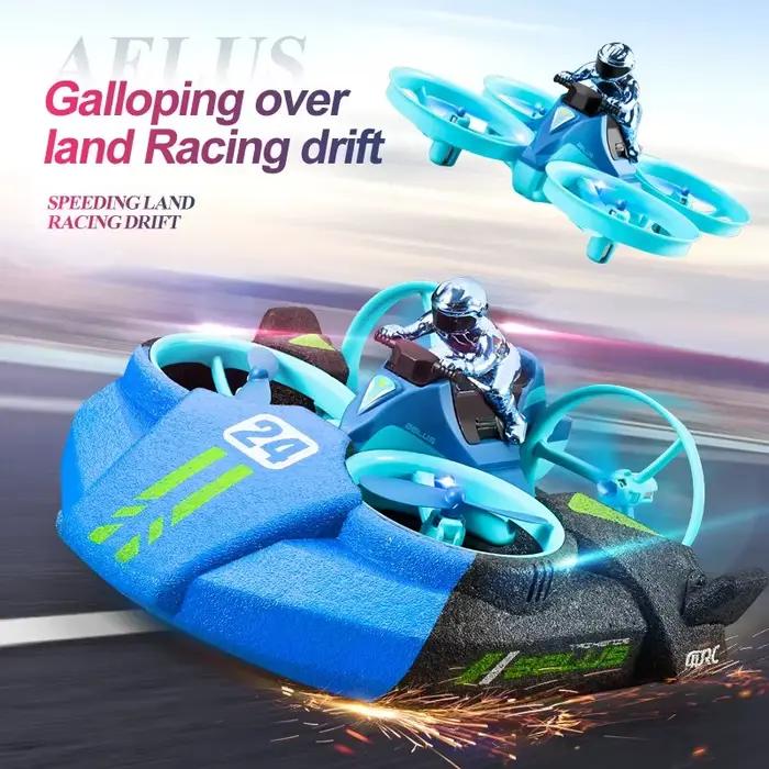 RC Mini Drone maintien d'altitude Mode sans tête 3 en 1 mer terre vol aérien 2.4G 6 axes quadrirotor bateau hélicoptère RC pour enfant