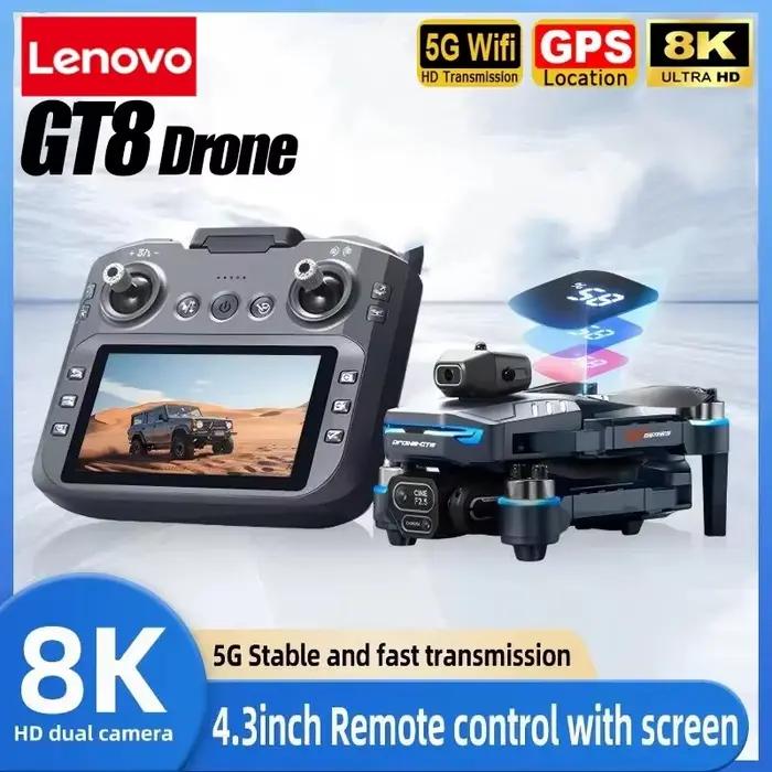 Lenovo GT8 8K Drone Professional Aerial HD Dual Camera GPS FPV Avoidance Screen Remote Control Optical Flow Hovering Quadcopte