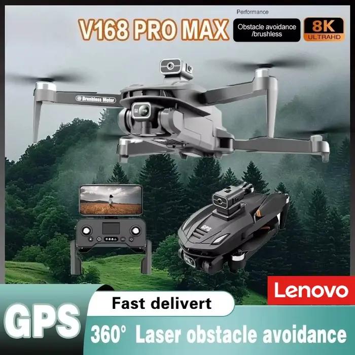 Drone GPS Lenovo V168 8K Professionnel Double Caméra 5G WiFi Pliable RC Quadricoptère Moteur Brushless Évitement d'Obstacles Jouet Cadeau Occasions Spéciales