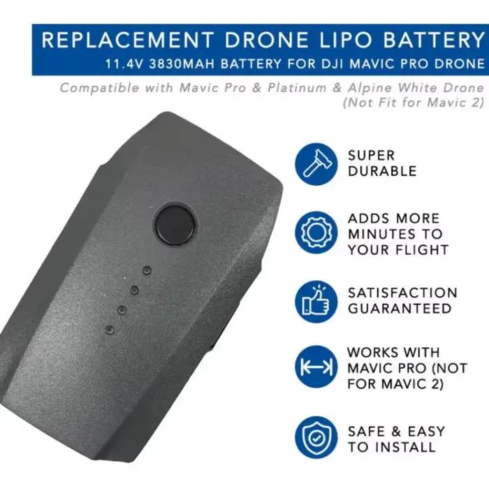 Compatible avec la batterie de vol intelligente Mavic pro Drone 3830 mAh 11