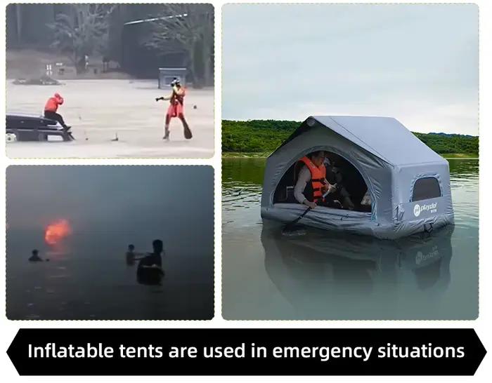 Tente de toit gonflable pour voiture, tente de glamping extérieure polyvalente, grande tente coque légère et imperméable pour toit de véhicule