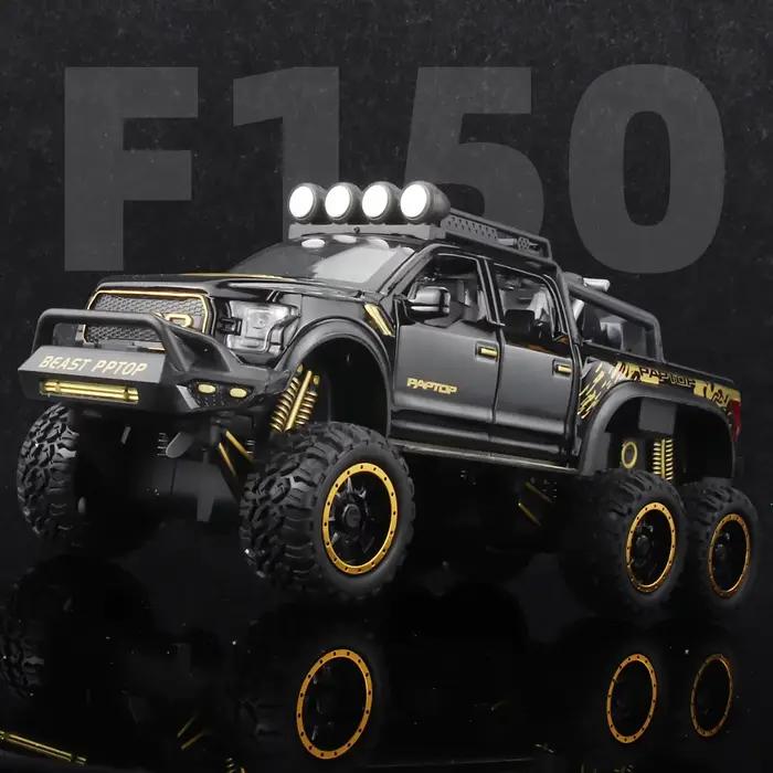 Modèles de voitures tout-terrain Raptor F150 1:28, jouets en alliage moulé sous pression avec son et lumière, véhicules en métal à tirer en arrière, jouets pour garçons, collection de cadeaux