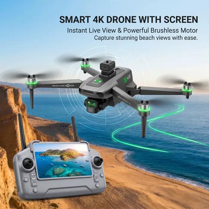 Nouveau Drone ZH8 2026 avec Caméra 4K et Écran, Moteur Brushless, 20 Min de Vol, Largage Aérien, Quadricoptère Pliable pour Photographie Aérienne