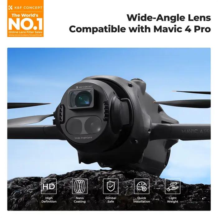 Concept K&F 110 ° Objectif grand Angle pour DJI Mavic 4 Pro x0.72