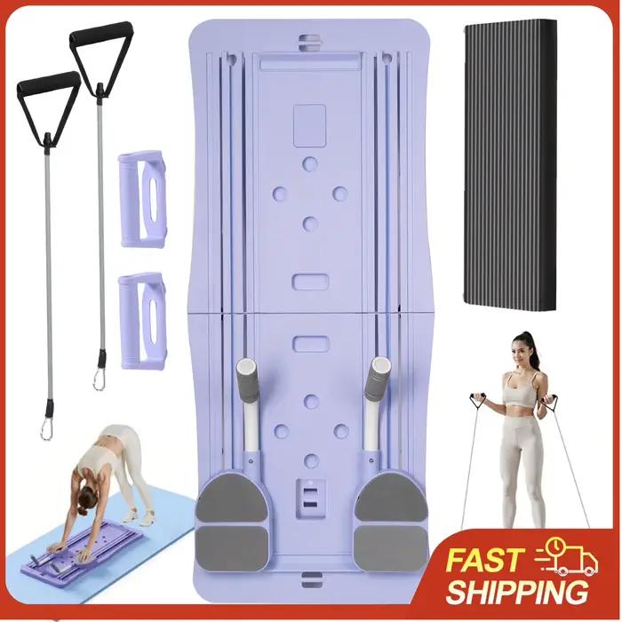 Planche de Pilates pliable 4-en-1 pour la maison, roue d'exercice, équipement de fitness pour la maison, entraîneur de Pilates