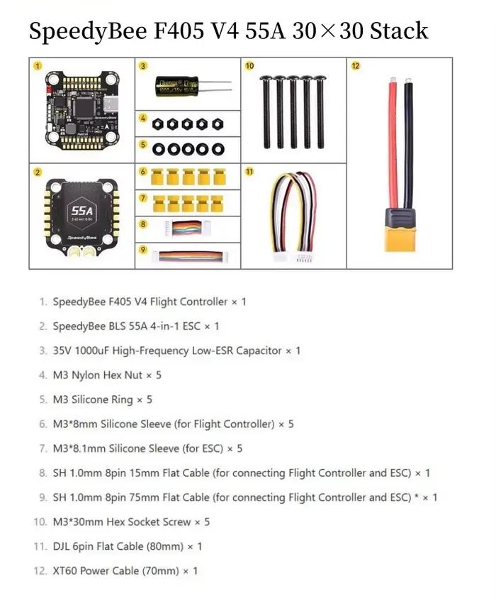 En STOCK Speedybee F4V4-55-STACK 3-6S 30*30mm pile BMI270 contrôleur de vol 55A 4in1 ESC pour Drones Freestyle FPV pièces de bricolage