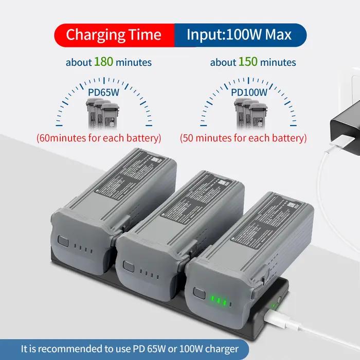 Pour DJI Air 3S chargeur Drone batterie deux voies USB-A USB/type-c gestionnaire de charge 3 en 1 Hub