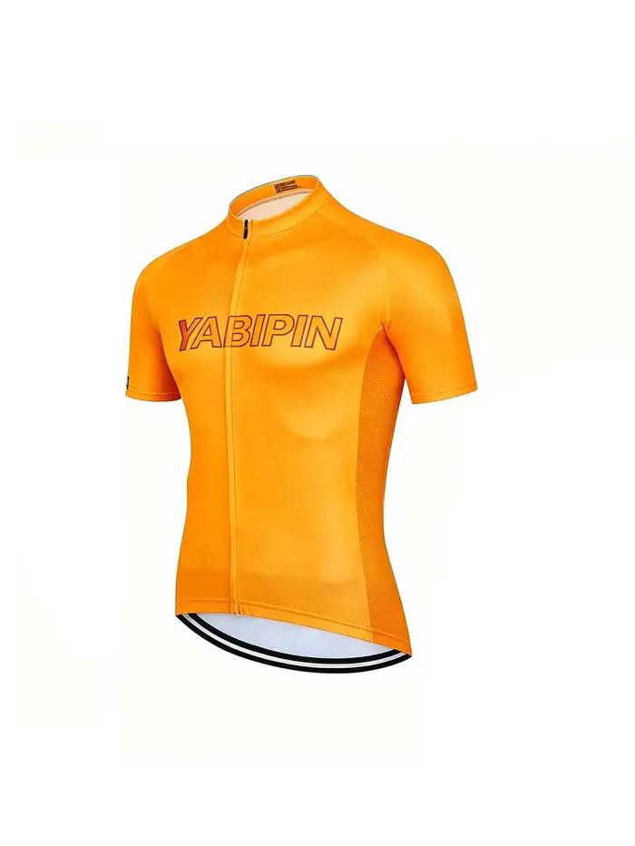 Maillot de cyclisme à manches courtes pour hommes, col montant, fermeture éclair intégrale, respirant, séchage rapide, léger