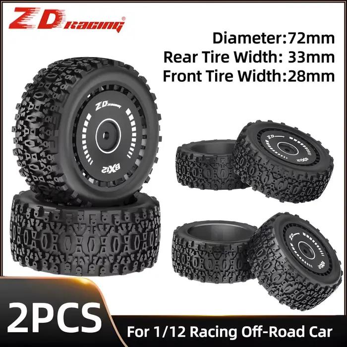 Pneus en caoutchouc composite ZD Racing pour voitures RC hexagonales de 12mm, pneus d'origine 1/12 BX12, pneus de course pour véhicules tout-terrain, pneus résistants à l'usure et à l'écrasement, accessoires de mise à niveau pour voitures RC