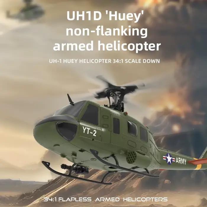 YUXIANG F07 RC hélicoptère 1:34 UH-1 HUEY échelle 2.4G 6CH maintien d'altitude positionnement du flux optique double moteur sans balais RTF YXZNRC