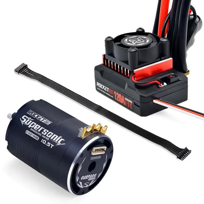Moteur 540 sans balais à capteur supersonique RC Moto Rocket-RC et Combo ESC 120A pour voiture de course Buggy Truggy tout-terrain 1/10 RC