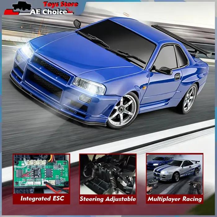 Voiture de Drift RC GTR R34 1:18 2.4GHz RWD avec Gyroscope Métal Plastique Poids 560g Distance 20mètres Voiture de Course Radiocommandée Occasions Spéciales