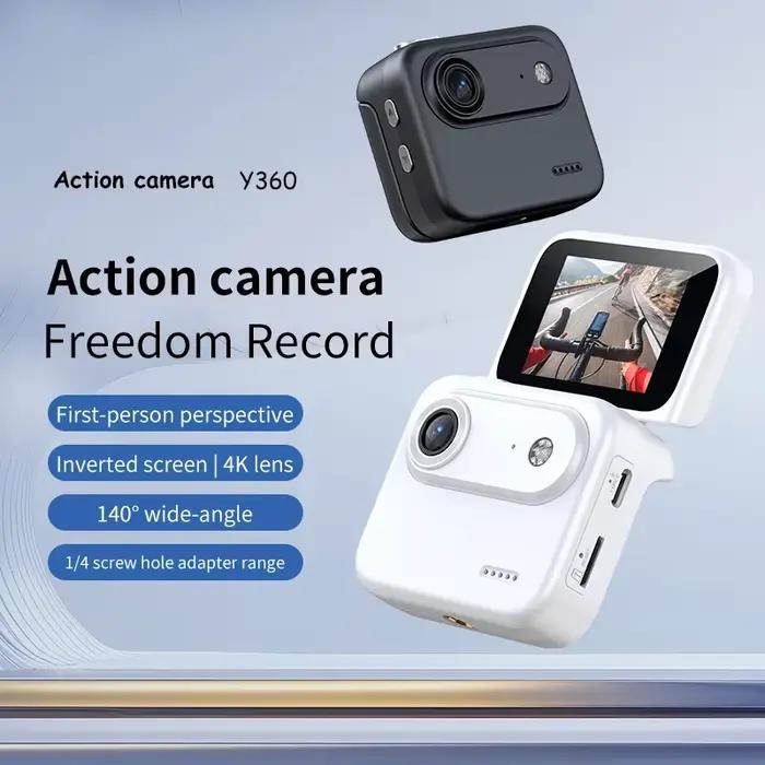 Caméra d'action Y360 avec écran rabattable Ultra HD 4K Stabilisation d'image Caméra de cyclisme Objectif Grand Angle Occasions Spéciales