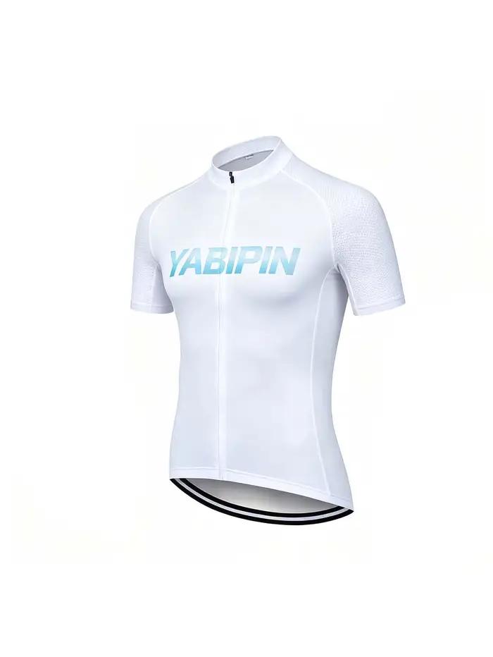 Maillot de cyclisme à manches courtes pour hommes, col montant, fermeture éclair intégrale, respirant, séchage rapide, léger