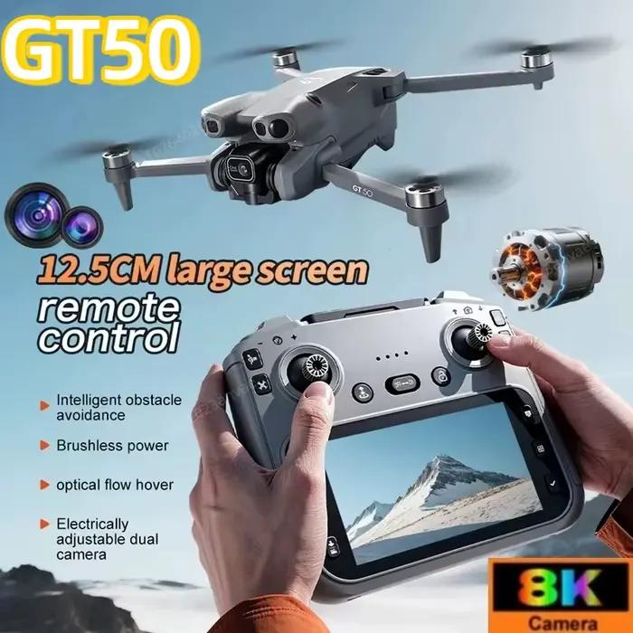 Drone RC GT50 8K HD Photographie aérienne Avion télécommandé Double caméra WIFI GPS Évitement d'obstacles sur trois côtés Quadricoptère