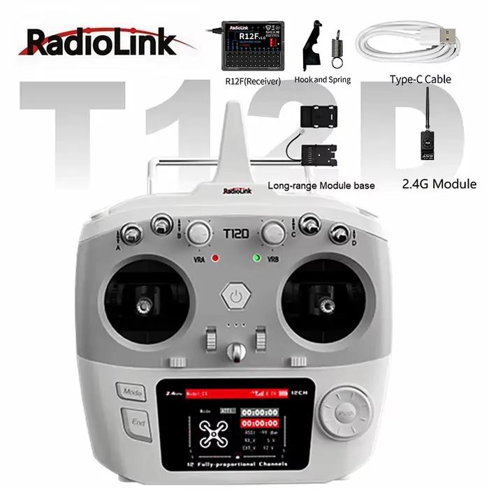 Transmetteur RadioLink T12D 12CH 2.4GHz pour Drone FPV RC voitures bateau avion avec récepteur R12F 800m longue portée faible latence
