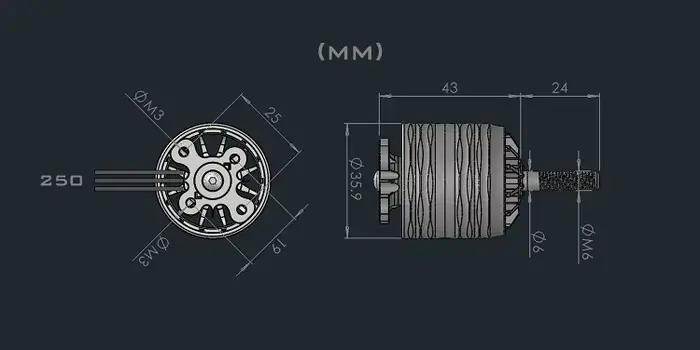Moteur Brushless Interceptor 2826 3-14S Φ5mm pour Drone FPV RC de Course
