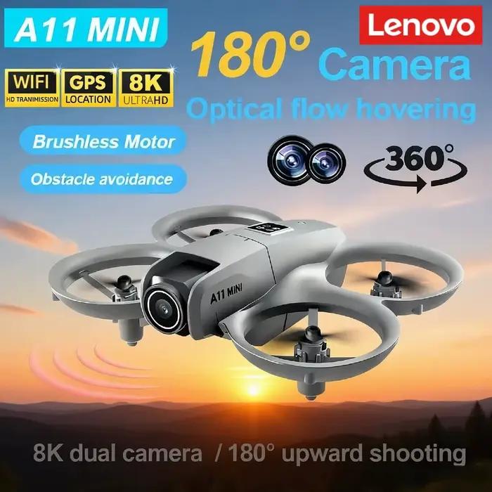 Mini Drone Lenovo A11 avec Caméra HD 4K 8K, Moteur Sans Balais, Positionnement par Flux Optique, Portée FPV RC 3000M - Drone Aérien Pour Débutants et Cadeau Élégant