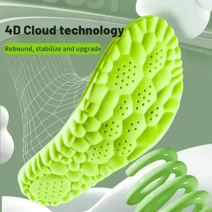 Semelles intérieures sport 4D super douces pour chaussures, coussinets d'absorption des chocs pour les pieds, soutien de la voûte plantaire, inserts orthopédiques pour baskets