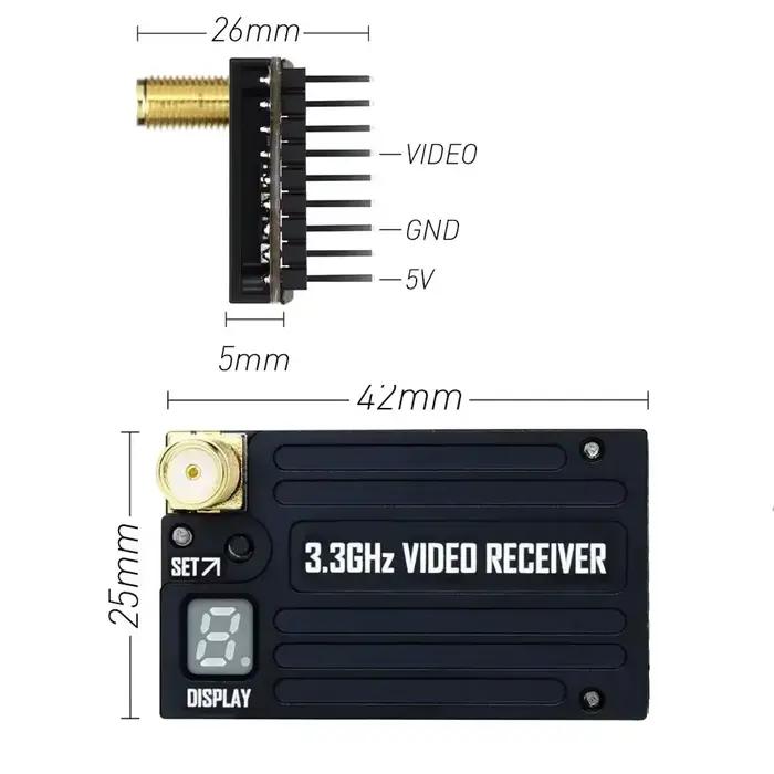 RUSHFPV 3.3G 4W VTX IRC Tramp 7-30V Émetteur vidéo et module VRX 3.3GHz pour drone FPV longue portée