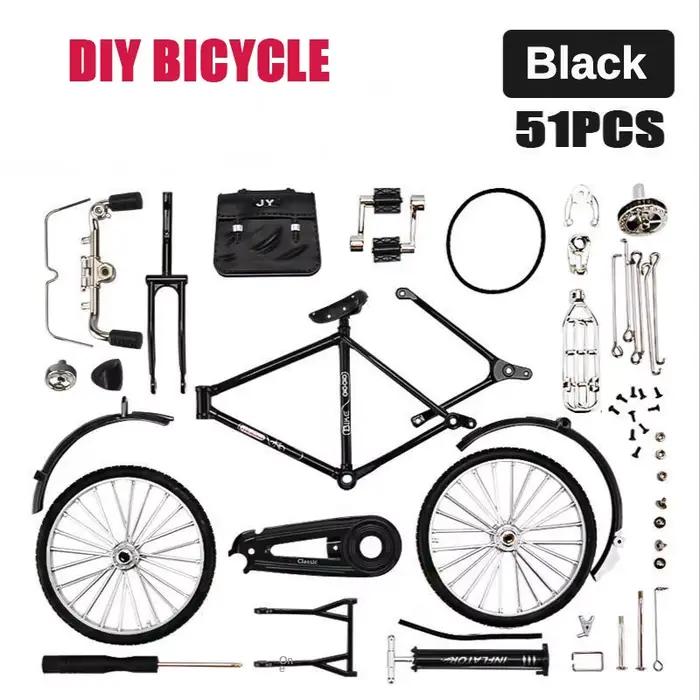 Mini modèle de vélo en alliage bricolage pour enfants, vélo en métal de simulation rétro, assemblage de jouets de collection dos, cadeaux