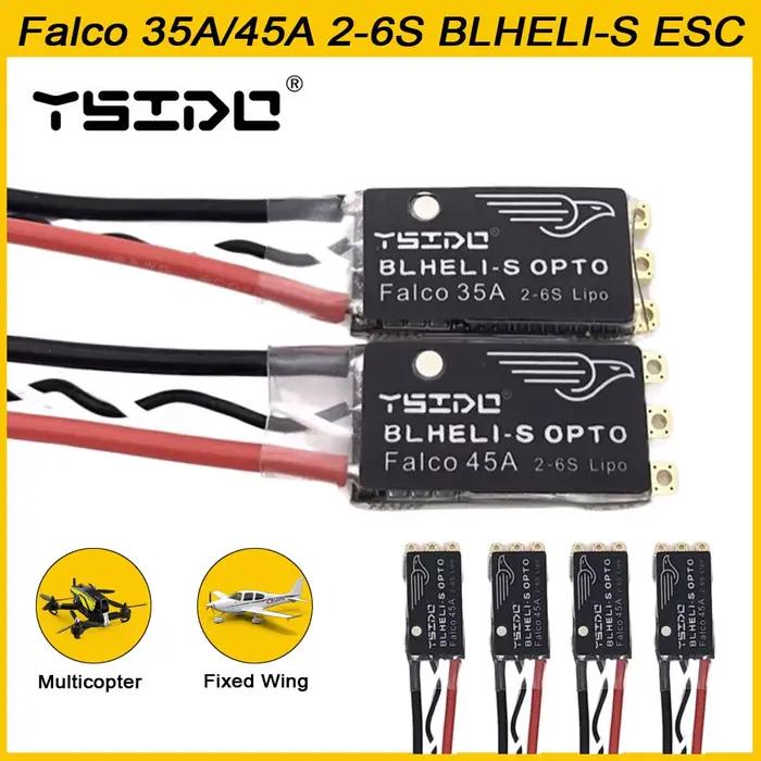YSIDO Falco 35A 45A BLHeli_S ESC 2-6S Lipo contrôleur électronique sans brosse avec Support de lumière LED DSHOT125/300/600 pour Drone