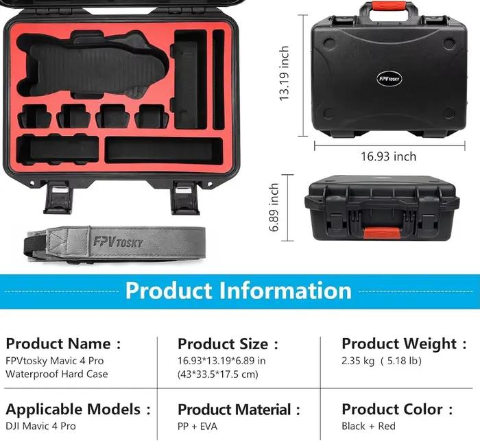 Étui rigide avec cordon de suspension pour DJI Mavic 4 Pro Creator/Fly More Combo