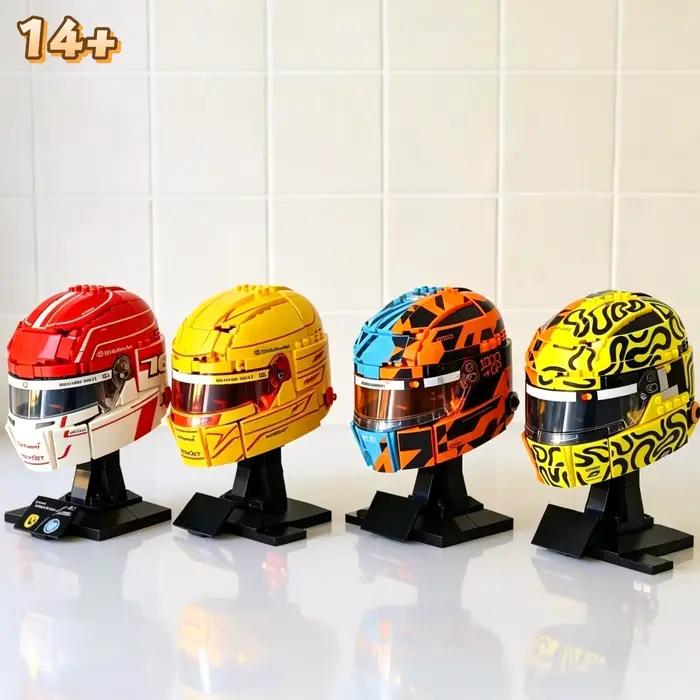 Hot Toys Racing Car Fleet Racing Driver Lewis Hamilton Charles Leclerc Oscar Piastri Lando Norris Helmet Building Block Toy Gift